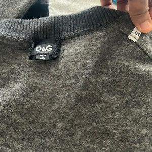 Grey vintage XL Dolce and gabanna  v neck sweater..fits like a medium